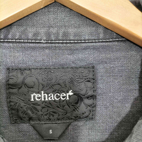 レアセル rehacer 裾刺繍 ブラックデニムジャケット メンズ JPN:S