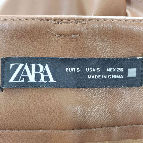 ザラ ZARA フェイクレザープリーツミニスカート レディース S