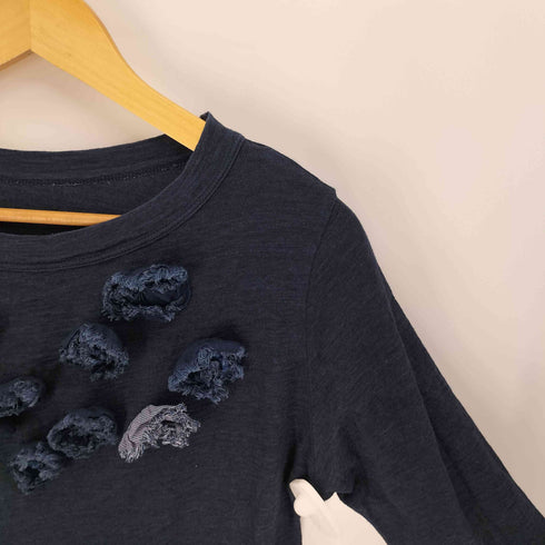 フォーティーファイブアール 45R フラワー フロート 刺繍 インディゴ染 L/S ボートネック カットソー レディース JPN:3