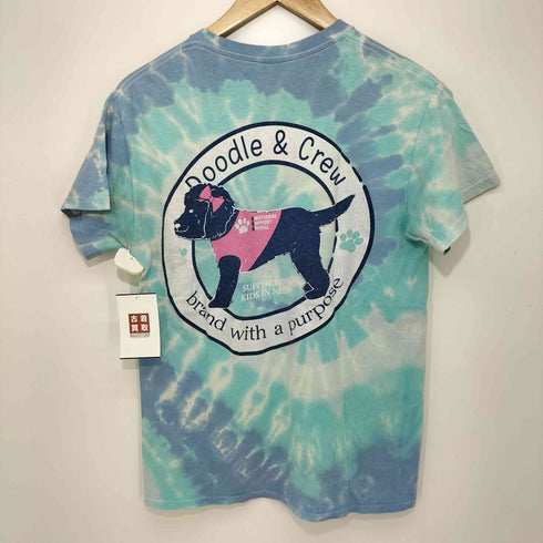 Doodle & Crew タイダイ柄 両面犬プリント ショートスリーブクルーネックTシャツ メンズ import:S