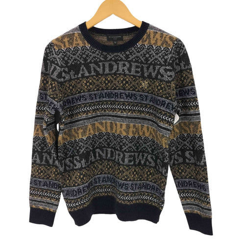 セントアンドリュース St. Andrews ノルディック柄ロゴジャガード クルーネックニット メンズ import:L