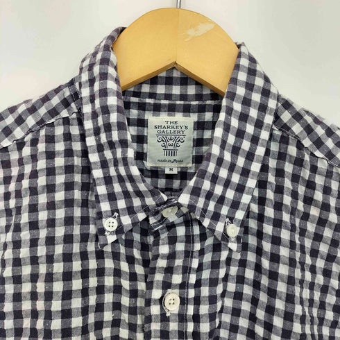 ザシャーキーズギャラリー THE SHARKEYS GALLERY シアサッカー ギンガムチェック 半袖ボタンダウンシャツ メンズ JPN:M
