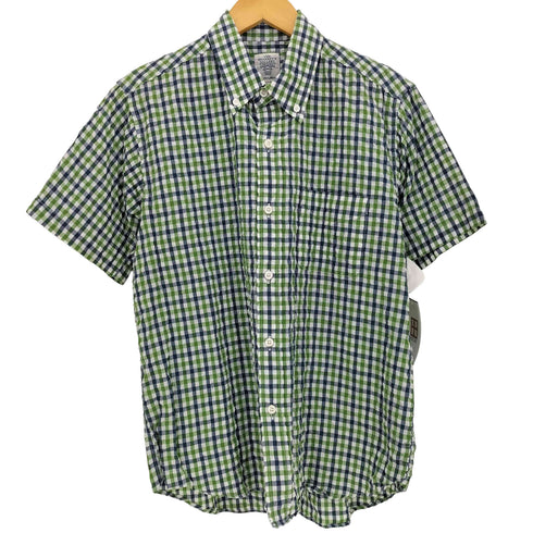 ザシャーキーズギャラリー THE SHARKEYS GALLERY シアサッカー ギンガムチェック 半袖ボタンダウンシャツ メンズ JPN:M