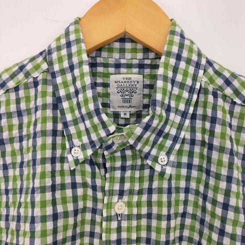 ザシャーキーズギャラリー THE SHARKEYS GALLERY シアサッカー ギンガムチェック 半袖ボタンダウンシャツ メンズ JPN:M