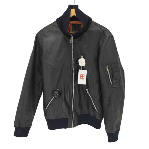 エヒテス レーダァ ECHTES LEDER 本革 リブニット ジップアップジャケット メンズ 52