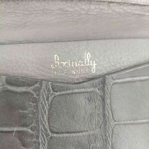 Actually MADE IN ITALY クロコ型押し カードケース メンズ