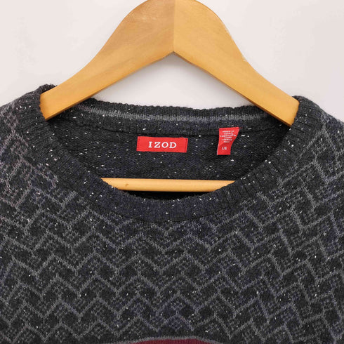 アイゾッド IZOD 総柄 ネップ コットンアクリル ニット メンズ import:L