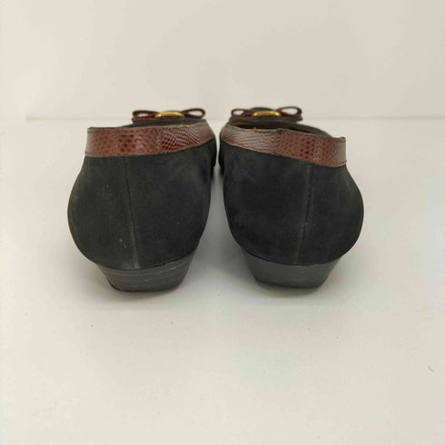 サルヴァトーレフェラガモ Salvatore Ferragamo イタリア製 クロコ型押し リボン スウェード パンプス レディース 5 1/2