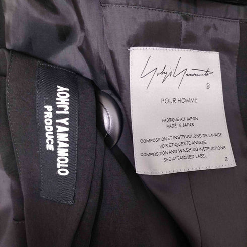 ヨウジヤマモトプールオム Yohji Yamamoto POUR HOMME 24SS COLLARLESS TUXEDO JACKET カラーレス タキシード ジャケット メンズ JPN:2