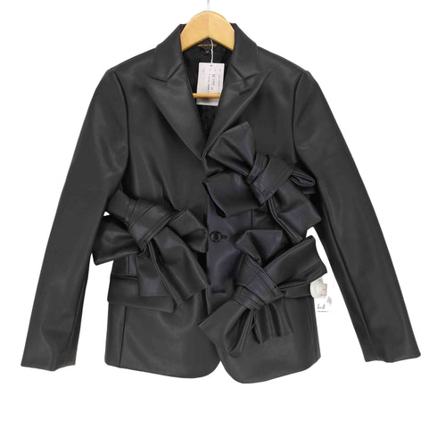 コムデギャルソン COMME des GARCONS AD2024 24AW リボンデザインフェイクレザーテーラードジャケット レディース XS