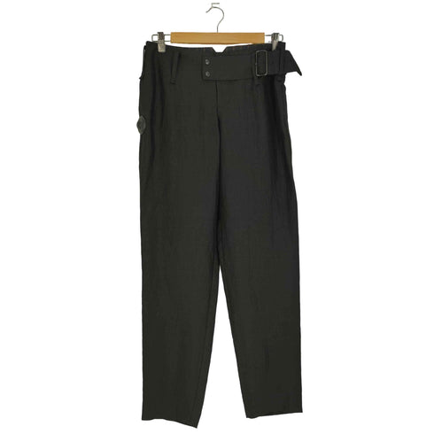 ヨウジヤマモト Yohji Yamamoto HIGH TWISTED GABARDINE LOW-RISE BELTED PANTS ハイ ツイスト ギャバジン ローライズ ベルト パンツ レディース JPN:2