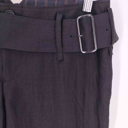ヨウジヤマモト Yohji Yamamoto HIGH TWISTED GABARDINE LOW-RISE BELTED PANTS ハイ ツイスト ギャバジン ローライズ ベルト パンツ レディース JPN:2