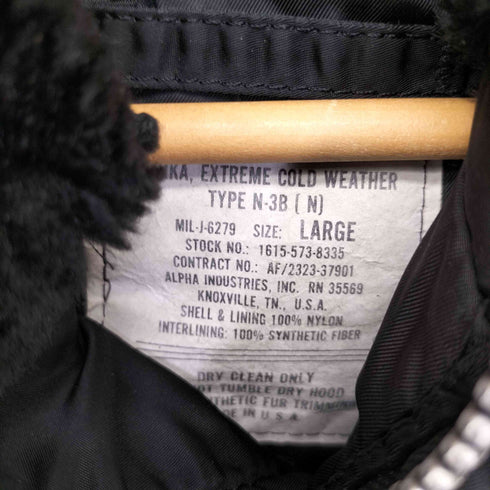 アルファインダストリーズ ALPHA INDUSTRIES 90S USA製 N-3Bフライトジャケット ブラック メンズ import:L