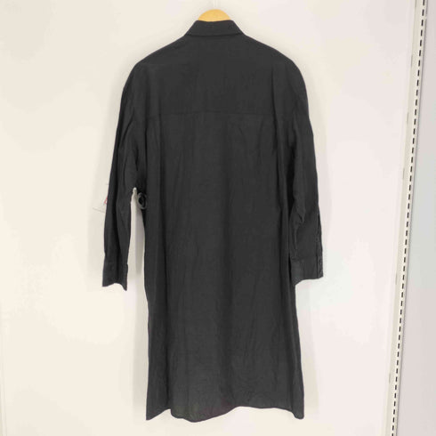 ヨウジヤマモト Yohji Yamamoto ASYMMETRY GATHER アシンメトリー ギャザー キュプラ コットン ロング シャツ ワンピース レディース JPN:1