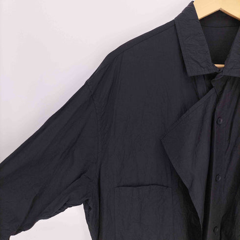 ヨウジヤマモト Yohji Yamamoto ASYMMETRY GATHER アシンメトリー ギャザー キュプラ コットン ロング シャツ ワンピース レディース JPN:1