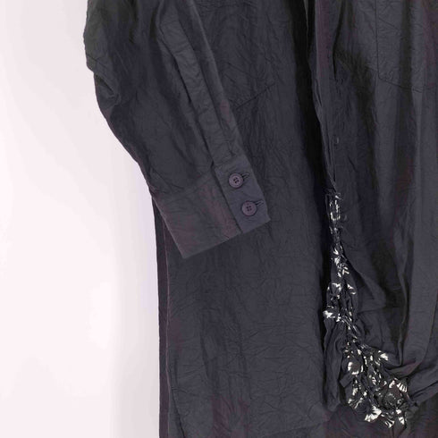 ヨウジヤマモト Yohji Yamamoto ASYMMETRY GATHER アシンメトリー ギャザー キュプラ コットン ロング シャツ ワンピース レディース JPN:1