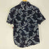 エディーバウアー Eddie Bauer ハイビスカス リーフ 総柄 リネン混 B.D S/S アロハ シャツ メンズ import:M