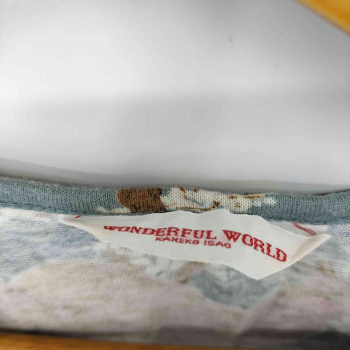 カネコイサオ KANEKO ISAO WONDERFUL WORLD 総柄 テディベア Uネック Tシャツ レディース