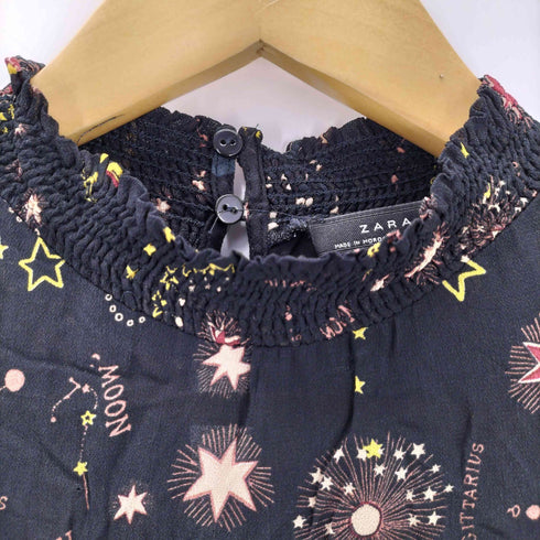ザラ ZARA 星座柄 ムーンプリント ノースリ フリルワンピース レディース import:S