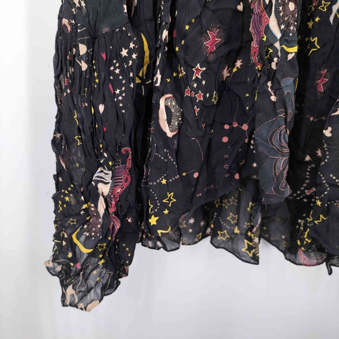 ザラ ZARA 星座柄 ムーンプリント ノースリ フリルワンピース レディース import:S