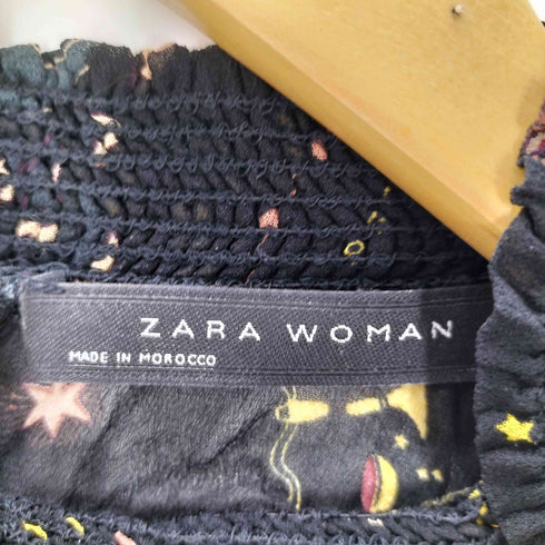 ザラ ZARA 星座柄 ムーンプリント ノースリ フリルワンピース レディース import:S