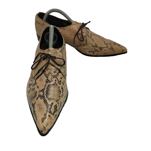 JOHNSONS THE MODERN OUTFITTERS 英国製 レオパード レザー シューズ メンズ UK:8