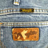 ラングラー Wrangler USA製 935NAV レザーパッチ デニムパンツ メンズ 34×32