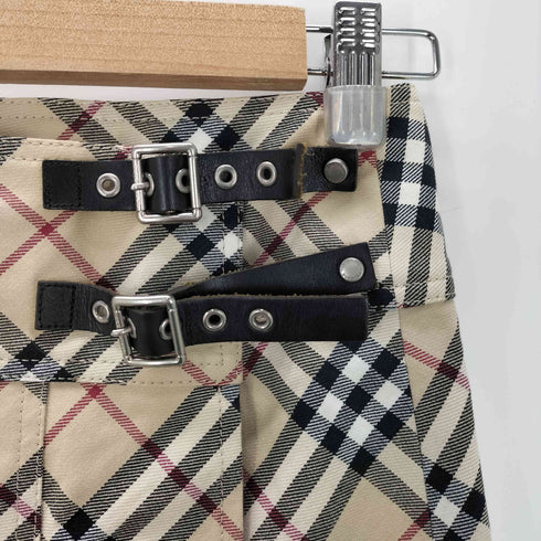 バーバリーブルーレーベル BURBERRY BLUE LABEL ノバチェック プリーツ 巻きスカート レディース 38