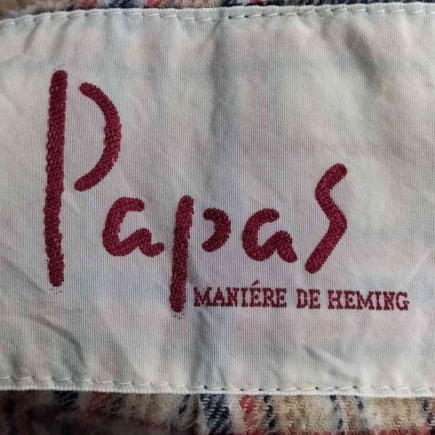 パパス papas ロゴ刺繍 襟コーデュロイ 裏地チェック カバーオール メンズ JPN:M