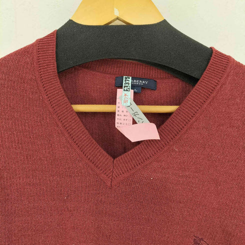 バーバリーロンドン BURBERRY LONDON ロゴ刺繍 Vネックコットンニット メンズ import:L