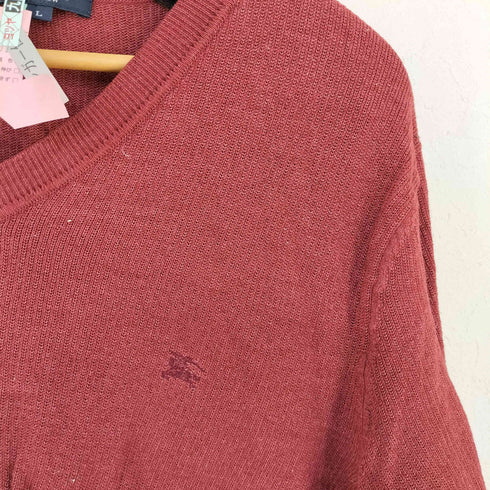 バーバリーロンドン BURBERRY LONDON ロゴ刺繍 Vネックコットンニット メンズ import:L