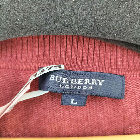 バーバリーロンドン BURBERRY LONDON ロゴ刺繍 Vネックコットンニット メンズ import:L