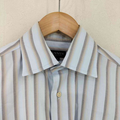ランバンコレクション LANVIN COLLECTION ホリゾンタルカラー ストライプシャツ メンズ 38-80