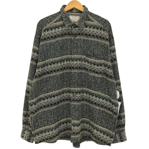 D&H オーバーサイズ 織り柄 シャツ メンズ import:XL