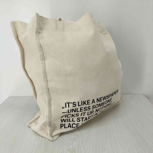 Media1.0 Bag Like a Newspaper メッセージプリントキャンバストートバッグ メンズ