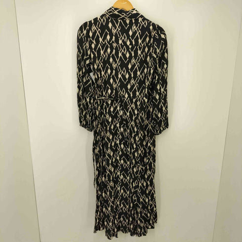 ザラ ZARA 総柄プリント レーヨン ハーフボタン シャツ ワンピース レディース import:XS