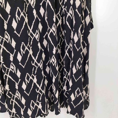 ザラ ZARA 総柄プリント レーヨン ハーフボタン シャツ ワンピース レディース import:XS