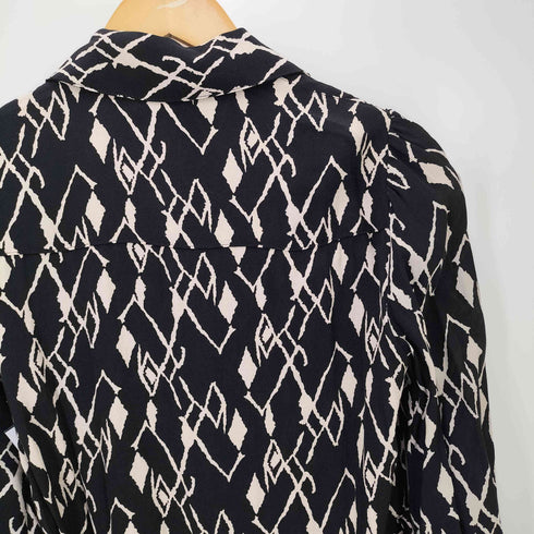 ザラ ZARA 総柄プリント レーヨン ハーフボタン シャツ ワンピース レディース import:XS