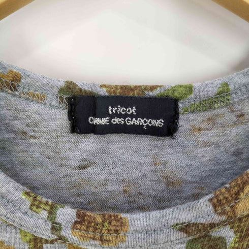 トリココムデギャルソン tricot COMME des GARCONS 花柄プリント サイド生地切替 ノースリーブ Tシャツ レディース