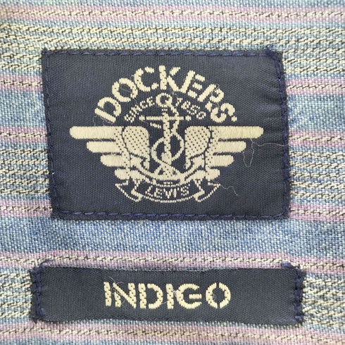 ドッカーズ DOCKERS 90S ストライプ柄 開襟 コットン 半袖シャツ メンズ JPN:L