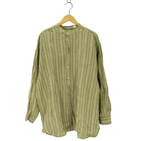 ギャップ Gap OLD ストライプ柄 リネン バンドカラー長袖シャツ メンズ JPN:XL