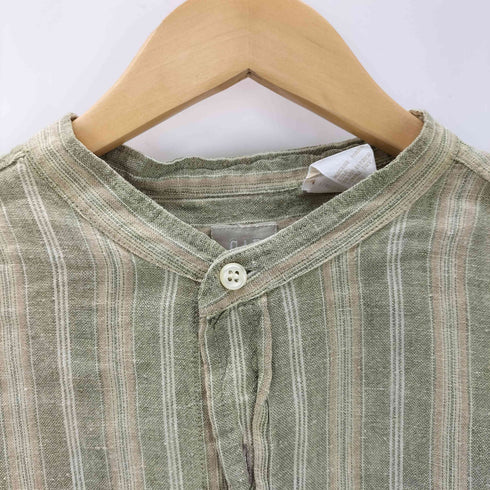 ギャップ Gap OLD ストライプ柄 リネン バンドカラー長袖シャツ メンズ JPN:XL