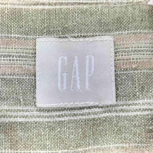 ギャップ Gap OLD ストライプ柄 リネン バンドカラー長袖シャツ メンズ JPN:XL