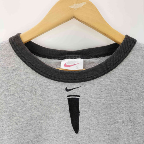 ナイキ NIKE 90S 銀タグ USA製 刺繍 クルーネック 長袖シャツ メンズ JPN:L