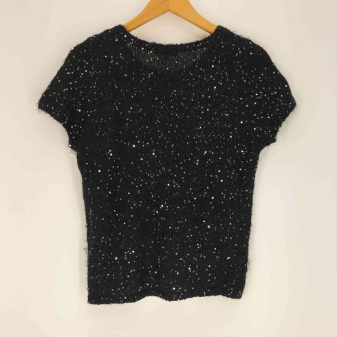 アルアバイル allureville モヘヤ混 スパンコール ポリ アクリル ニット Tシャツ レディース JPN:2
