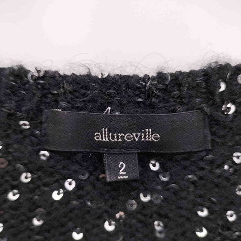アルアバイル allureville モヘヤ混 スパンコール ポリ アクリル ニット Tシャツ レディース JPN:2