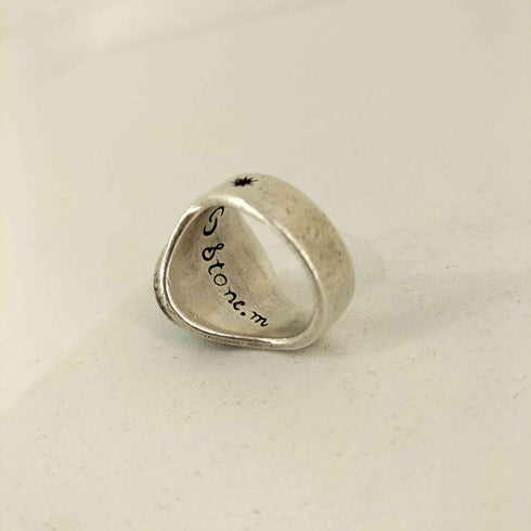 STONE MARKET 925刻印 ターコイズ スタンプワーク リング メンズ 18.5