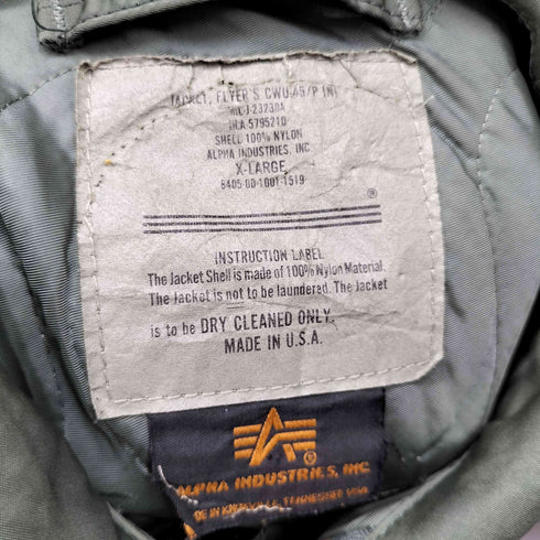 アルファインダストリーズ ALPHA INDUSTRIES 80~90s USA製 CWU-45/P フライトジャケット メンズ XLARGE