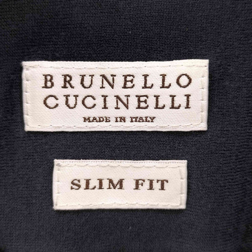 ブルネロクチネリ BRUNELLO CUCINELL イタリア製 SLIM FIT シルク コットン L/S カジュアル シャツ メンズ import:XL