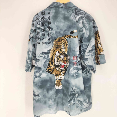 和柄 虎 開襟シャツ メンズ JPN:XL